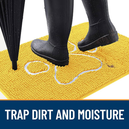OLANLY Door Mat for Muddy Dog Paws 48x30, Ultra Absorbent Chenille Mud Doormat with Paw Print