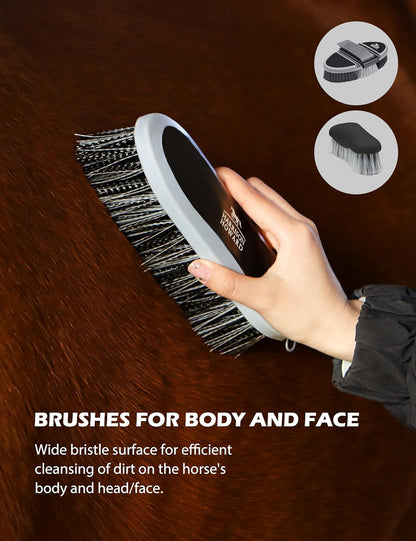 Harrison Howard Horse Grooming Kit 11-Piece Equine Care Series Horse Brush Sets with Organizer Tote