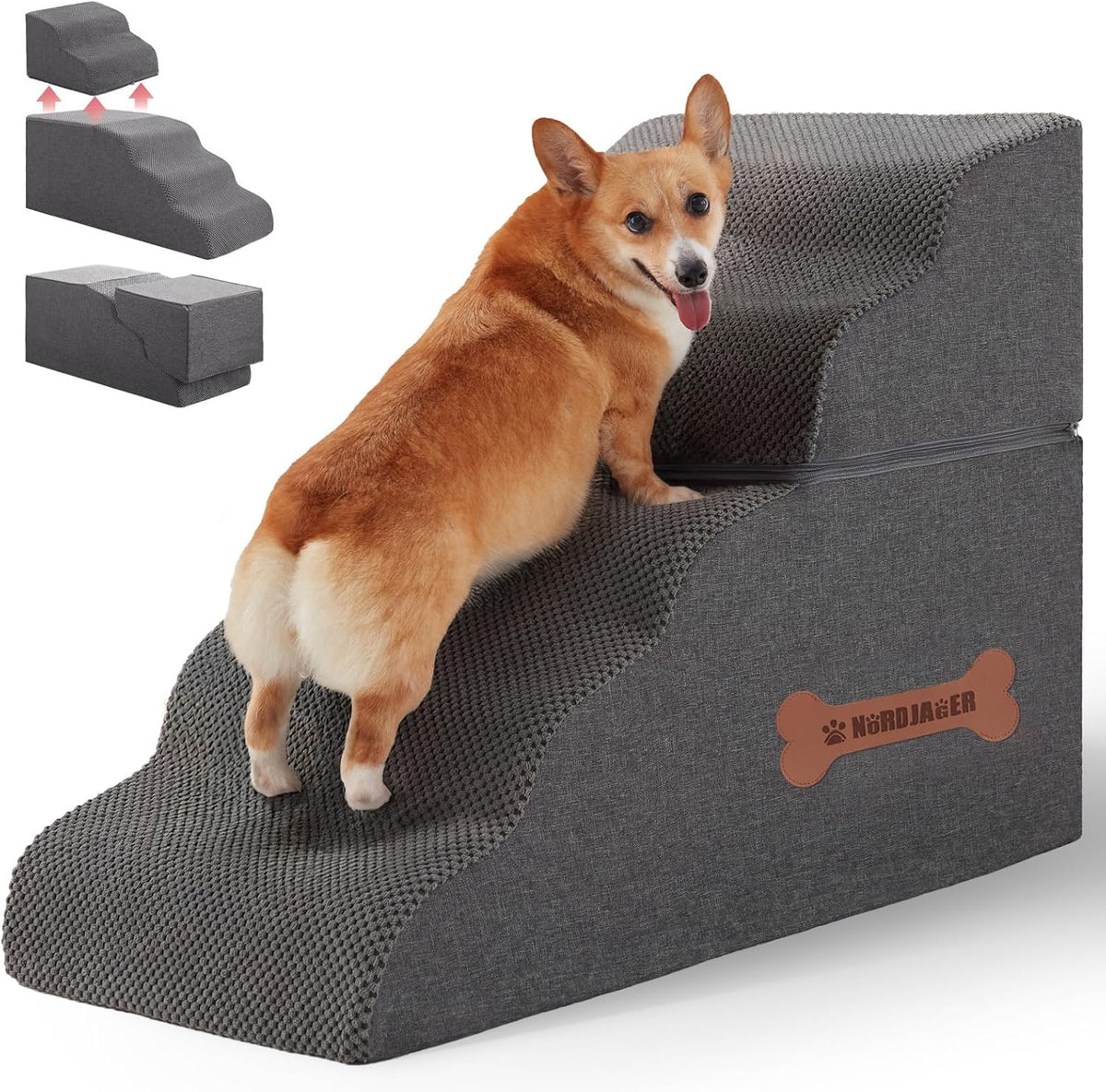 5-Step Spliceable Pet Stairs: Indoor& Outdoor Multi-Use with a Removable Cover and a Pocket, Best