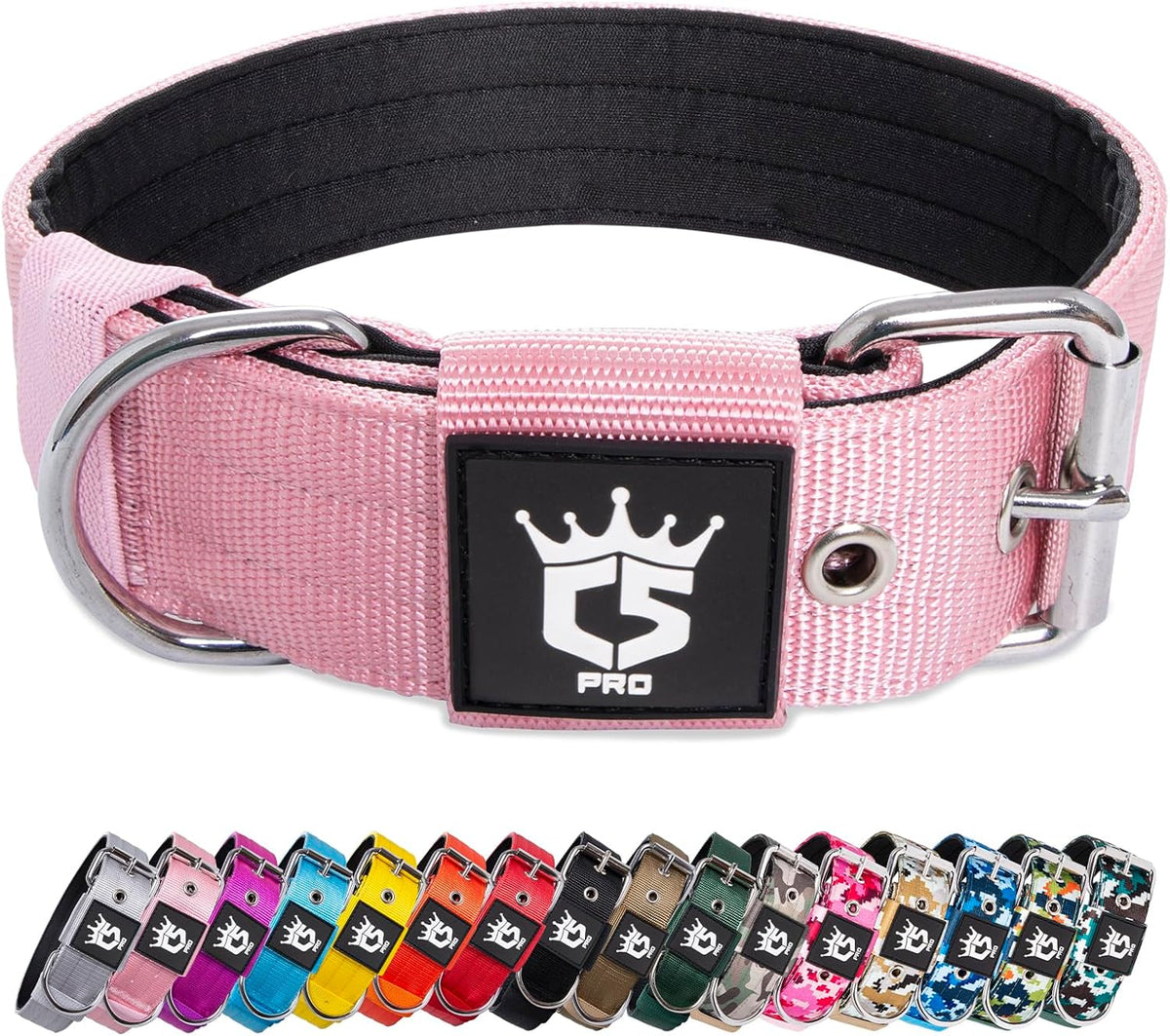 TSPRO Tactical Dog Collar 1.5 Inch Wide Thick Dog Collars with Heavy Duty Metal Buckle, Durable