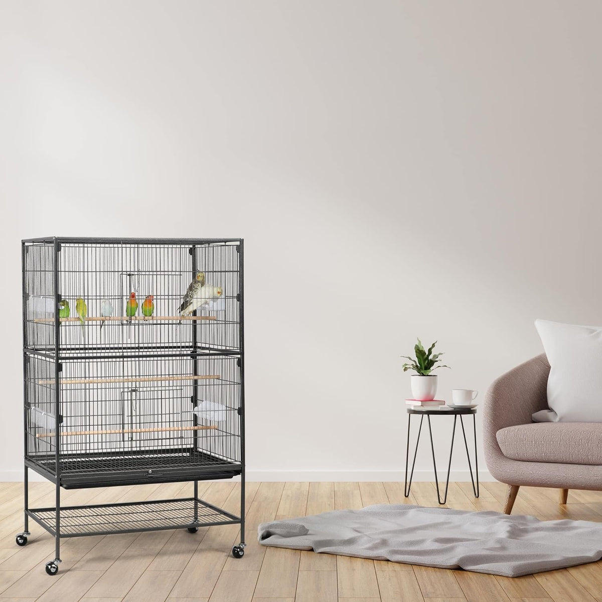 Yaheetech 52-inch Wrought Steel Standing Large Flight King Bird Cage for Cockatiels African Grey