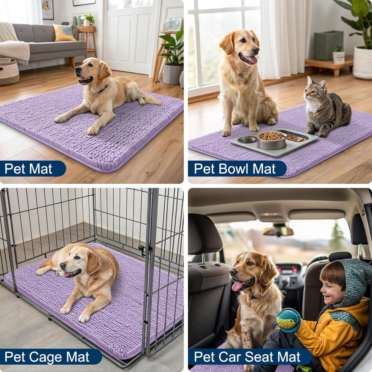 Smiry Dog Door Mat for Muddy Paws 24x16, Absorbs Moisture and Dirt Doormat, Non-Slip Washable Quick