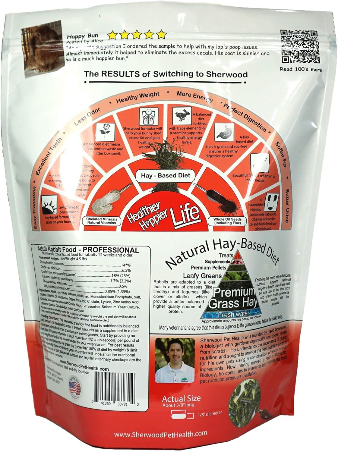Sherwood Pet Health Adult Rabbit Food Professional (Alfalfa) 4.5 lbs, Grain and Soy-Free for Better