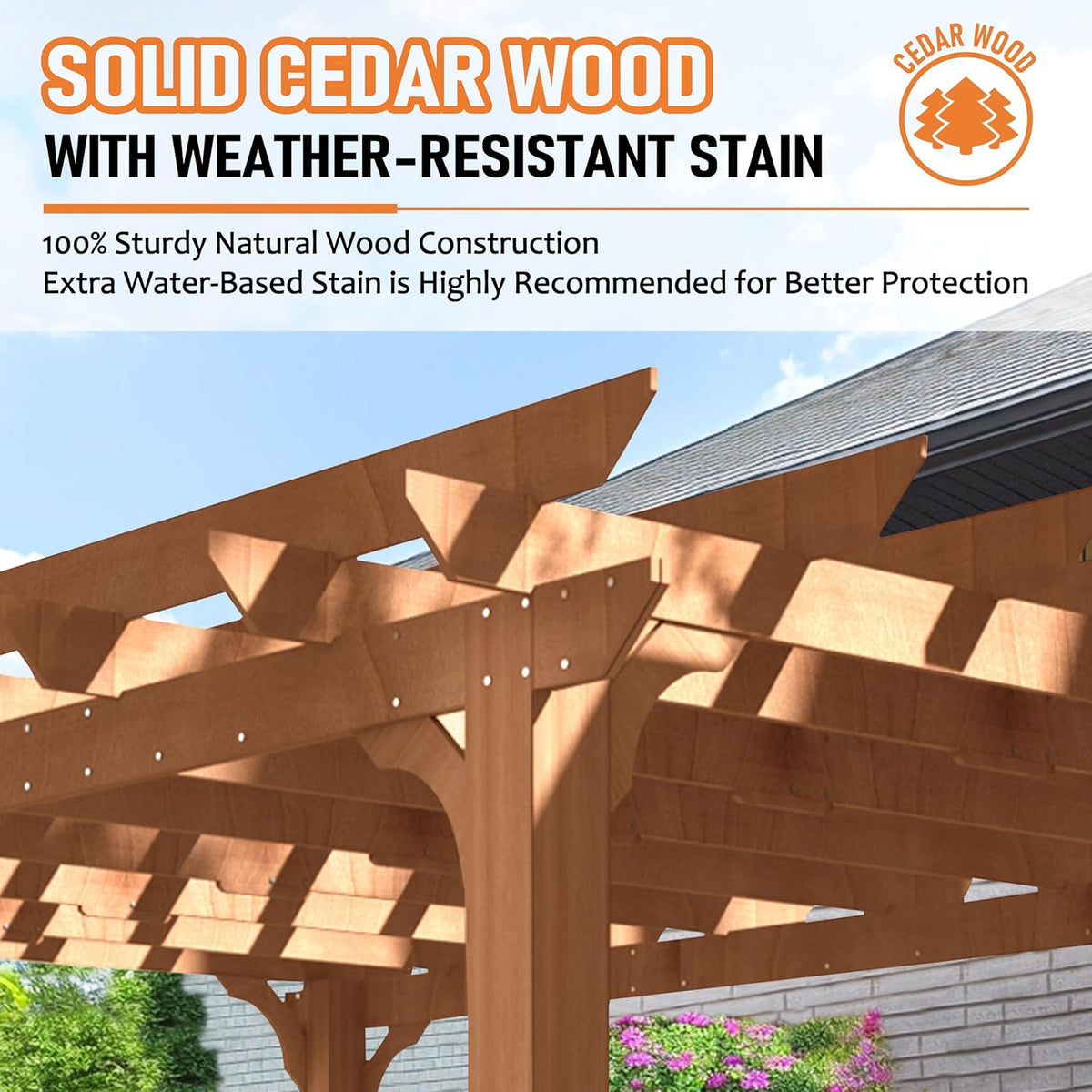 MUPATER 12x14 FT Wooden Pergola, Cedar Pergola Kit with Roof, Outdoor Garden Shelter for Backyard
