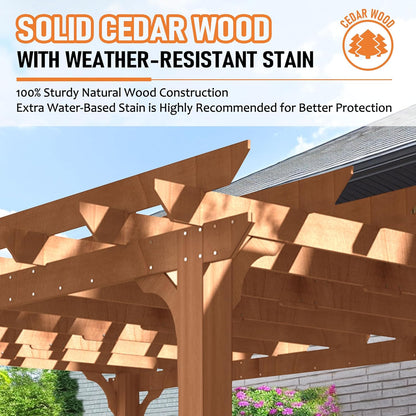 MUPATER 12x14 FT Wooden Pergola, Cedar Pergola Kit with Roof, Outdoor Garden Shelter for Backyard