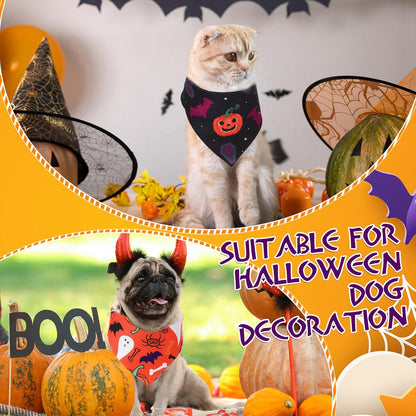 Abbylike 50 Pcs Halloween Dog Bandanas Bulk Pumpkin Bandanas for Dogs Triangle Kerchief Bibs Scarf