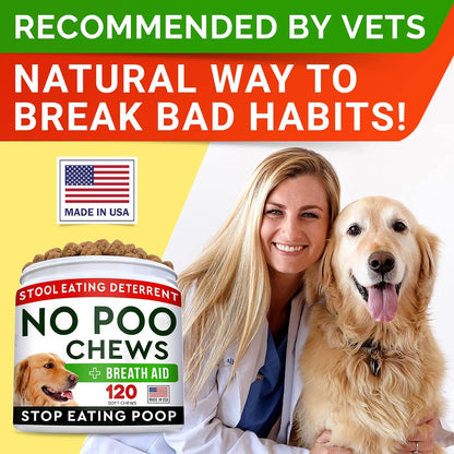 STRELLALAB No Poo Chews for Dogs - Coprophagia & Stool Eating Deterrent with Probiotics, Digestive