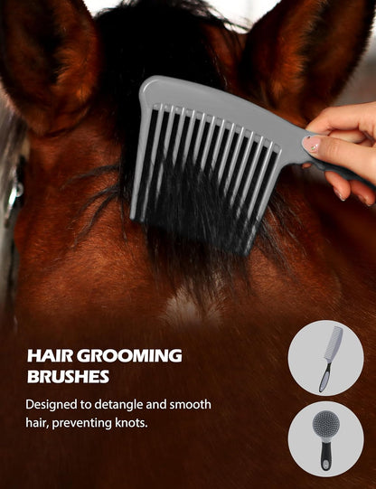 Harrison Howard Horse Grooming Kit 11-Piece Equine Care Series Horse Brush Sets with Organizer Tote