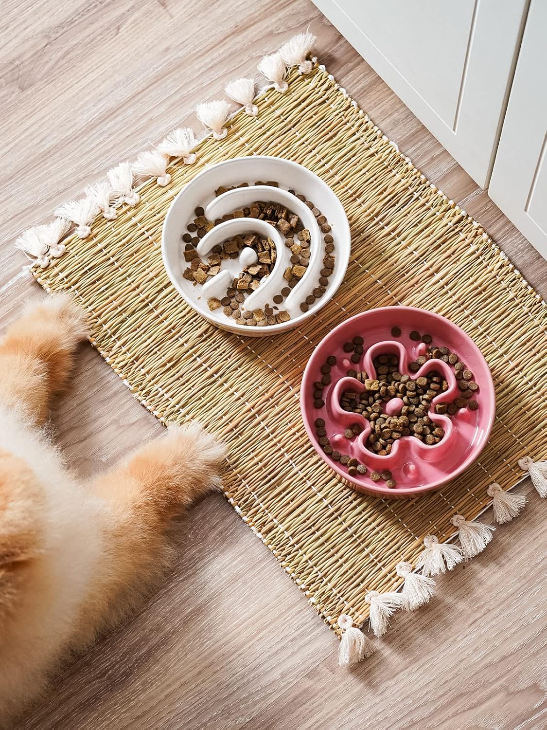 LE TAUCI Ceramic Slow Feeder Dog Bowls Small Breed, 0.6 Cups Dog Food Dish for Fast Eaters, Puzzle