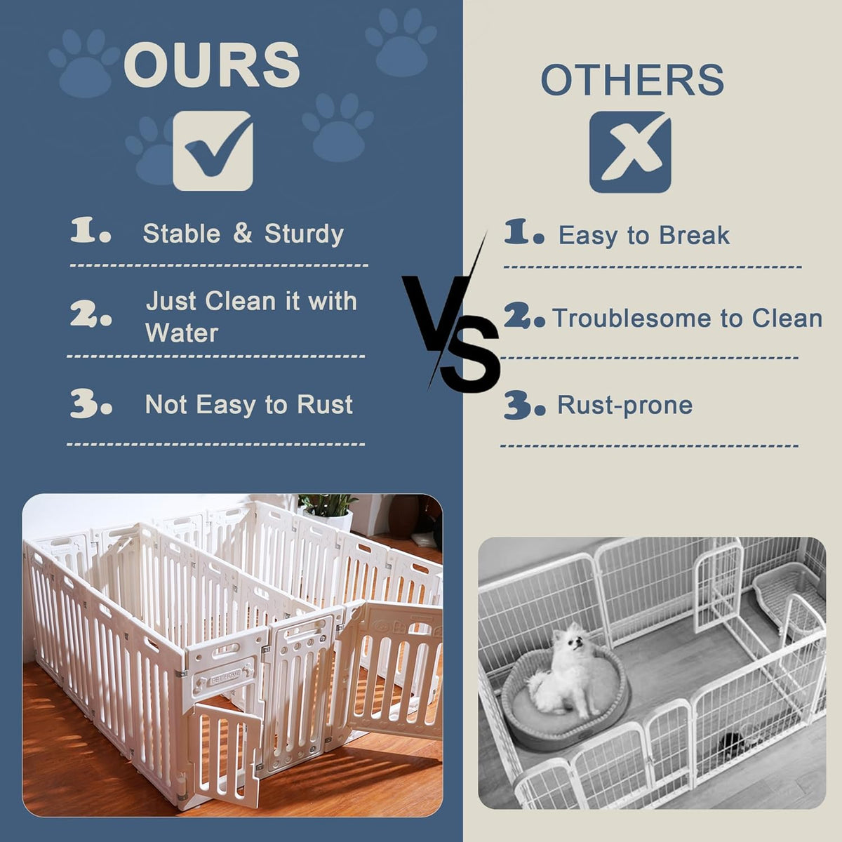 2 Room Dog Playpen with Door,DIY Shape Combination Puppy Pen,16-Panel+2 Link Piece+Large Door+Small
