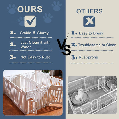 2 Room Dog Playpen with Door,DIY Shape Combination Puppy Pen,16-Panel+2 Link Piece+Large Door+Small