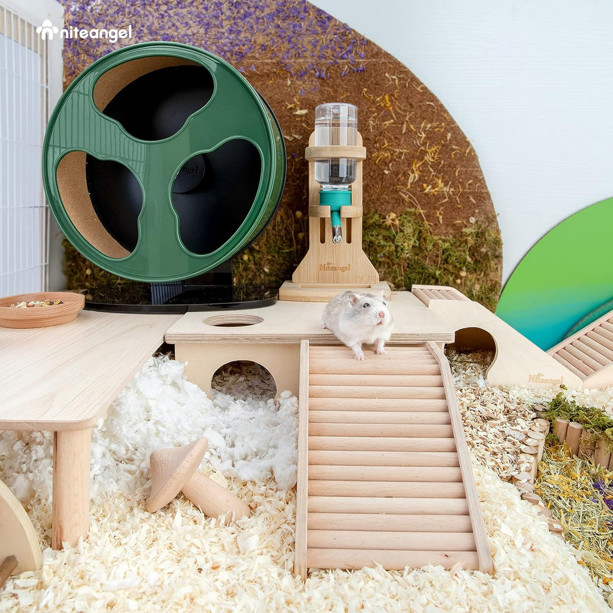 Niteangel Hamster House w/Climbing Ladder for Hamsters Gerbils Mice or Similar-Sized Pets