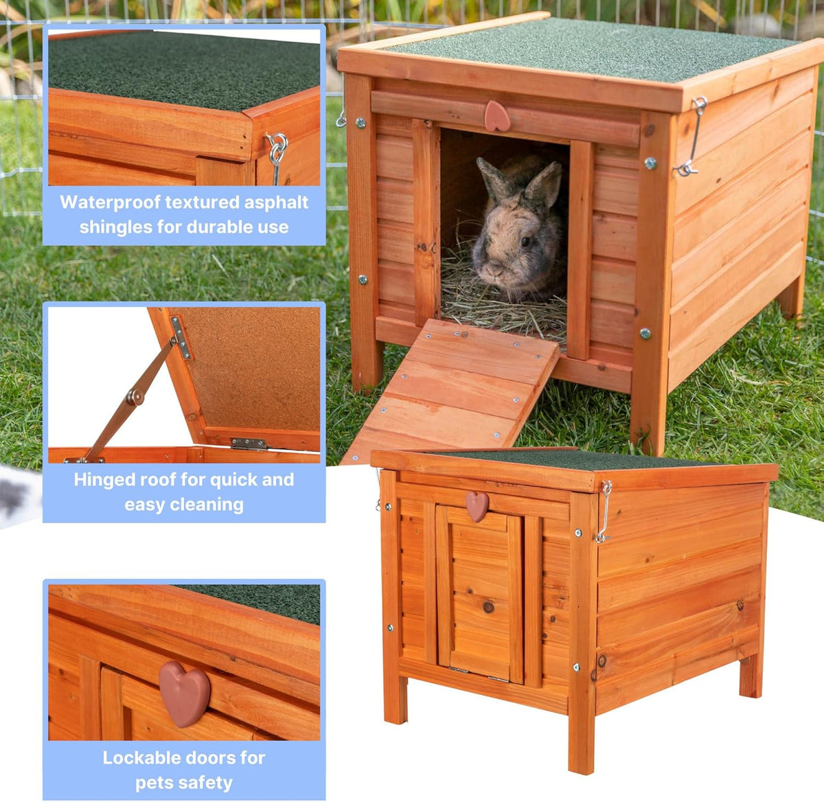 TRIXIE natura XS Small Animal House - Outdoor/Indoor Rabbit Hideout with Hinged Roof & Raised Floor