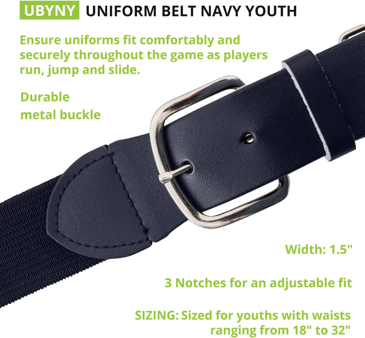 Champion Sports Baseball/Softball Uniform Belt, Comfort Stretch Fit Durable Syntex Tab - Youth &