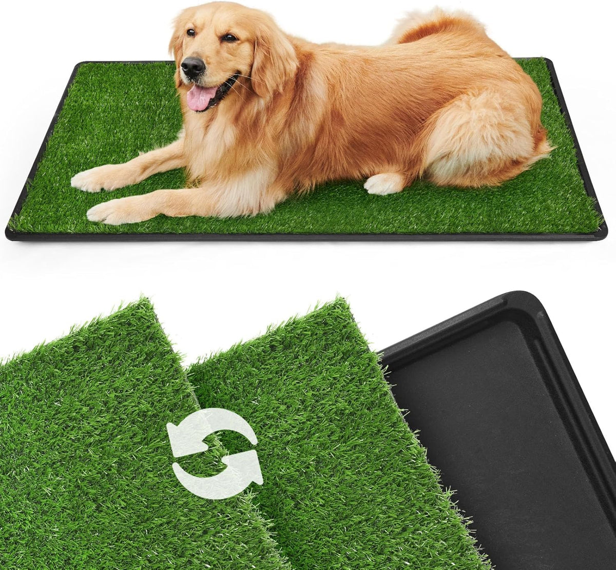 LOOBANI Dog Grass Pad with Tray Large - Dog Litter Box Indoor Potty for Apartment and Patio