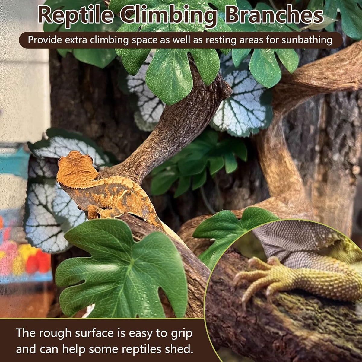 BNOSDM 4Pcs Reptile Climbing Branches Decor,Snake Climbing Branch,Gecko Climb Wood,Lizard Forest