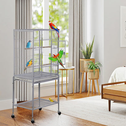 ZENY 53-Inch Bird Flight Cage, Wrought Iron Standing Large with Rolling Stand for Cockatiels Pet