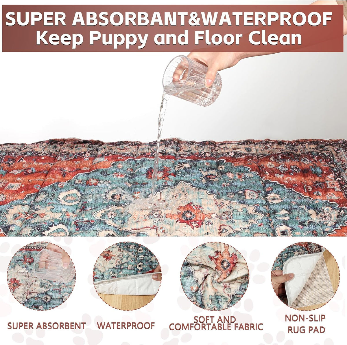 Washable Thickened Pee Pads for Dogs, 2 Pack (36"x42") Upgrade Reusable Puppy Pads with Non-Slip
