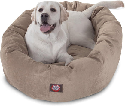Majestic Pet 40 Inch Micro Velvet Calming Dog Bed Washable – Cozy Soft Round Dog Bed with Spine for