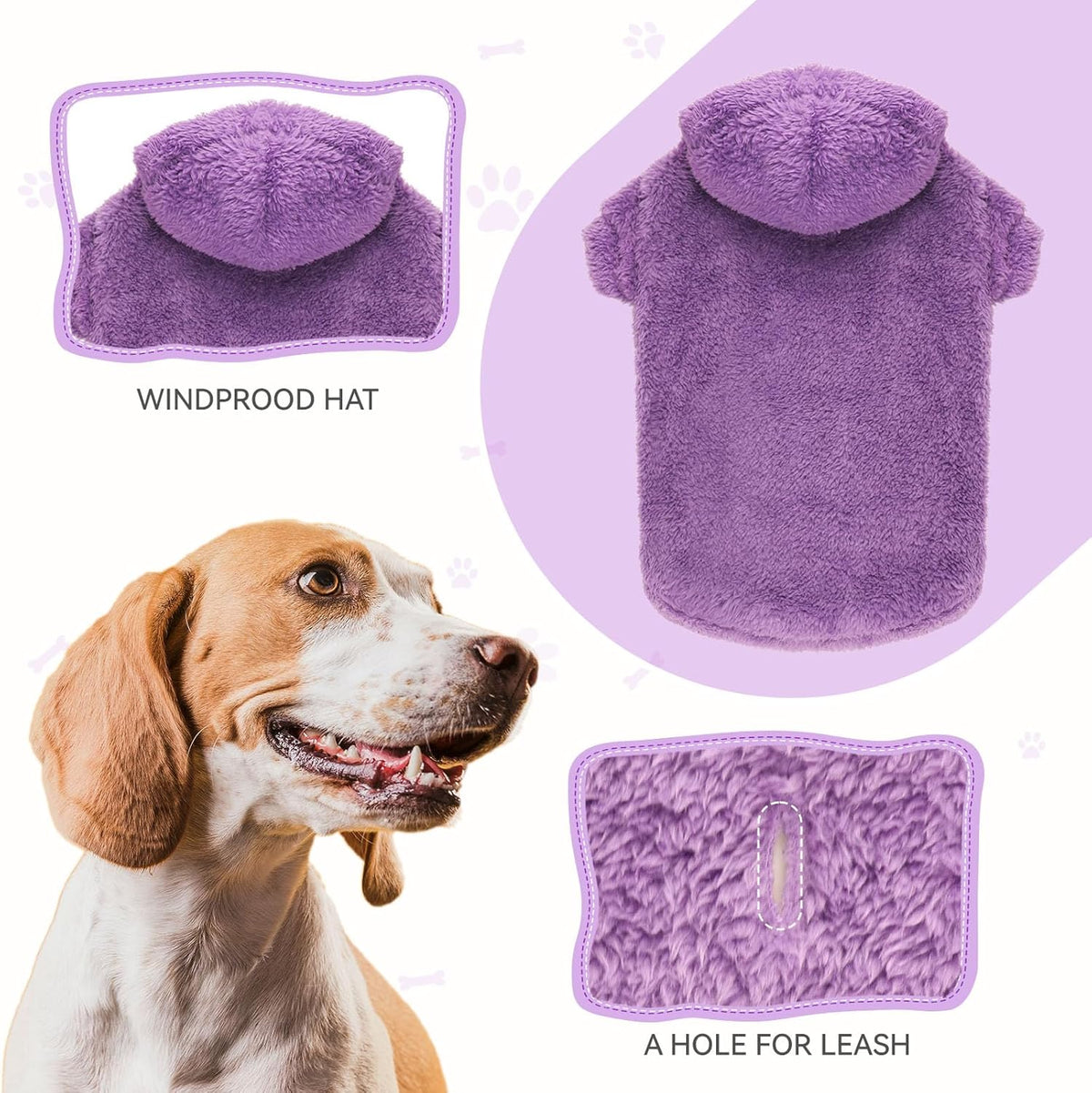 Fuzzy Dog Hoodie Dog Sweaters for Small Dogs Soft Double-Sided Plush Fleece Pet Sweater Pet Clothes