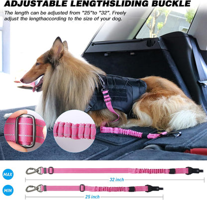 AUBELL Dog Seat Belt for Car,Updated 3-in-1 Adjustable Reflective Bungee Heavy Duty Dog Car Harness