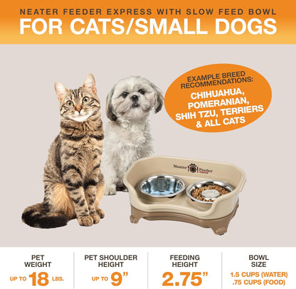 Neater Feeder Express Mess Proof Dog Bowls Elevated for Small Breeds Under 15 Lb, Made in USA, No
