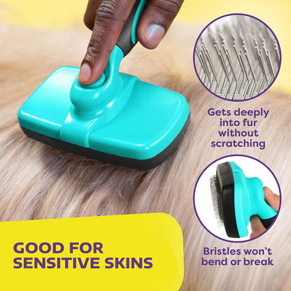 Hertzko Dog Brush for Shedding - Self Cleaning Slicker Brush for Dogs and Cats - Gently Removes