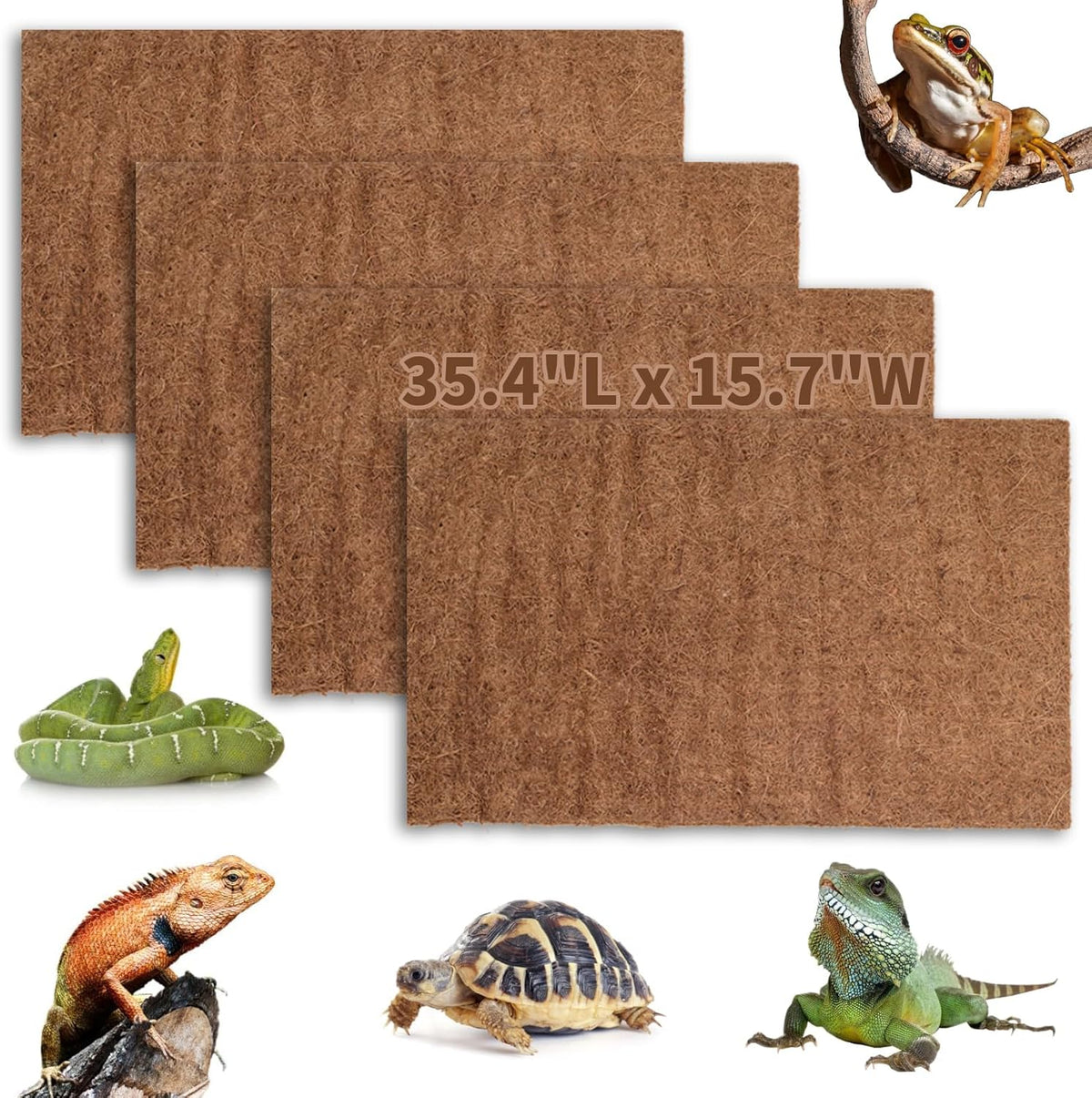 Hamiledyi Reptile Carpet Natural Coconut Fiber Tortoise Carpet Mats for Pet Terrarium Liner Reptile