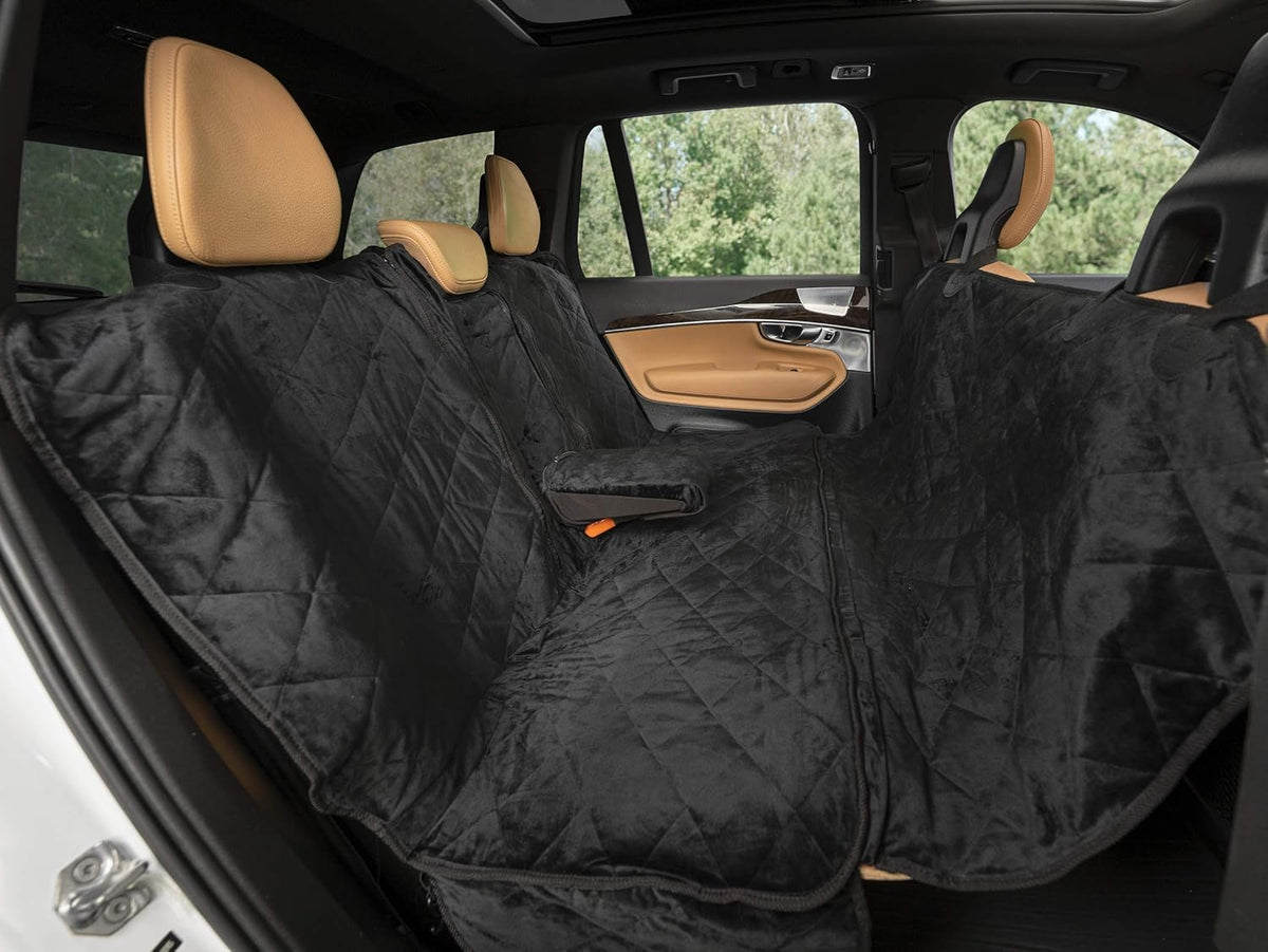 Plush Paws Products Velvet Convertible Rear Seat Cover | Durable Diamond Stitching | Washable &