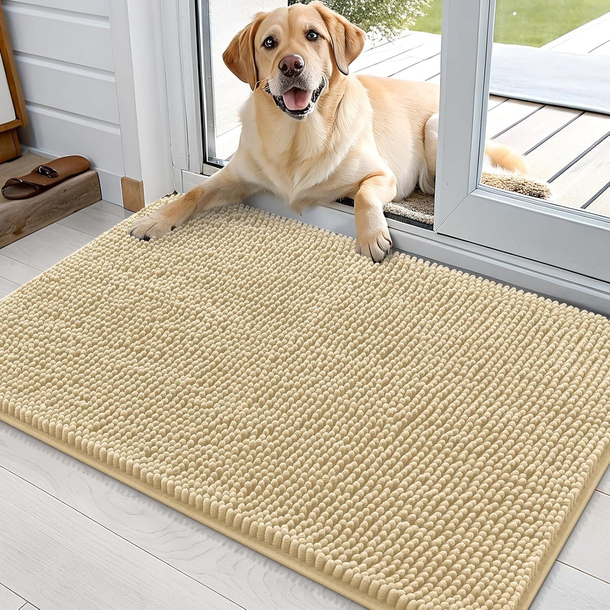 OLANLY Dog Door Mat for Muddy Paws 36x24, Absorbs Moisture and Dirt, Absorbent Non-Slip Washable