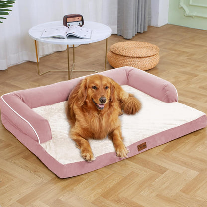 Orthopedic Dog Beds for Large Dogs, Waterproof Dog Beds, Memory Foam Dogs Couch Beds, Comfy Bolster
