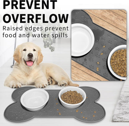 Dog Food Mat Anti-Slip Silicone Dog Bowl Mat Thicker Pet Placemat Waterproof Cat Feeder Pad with