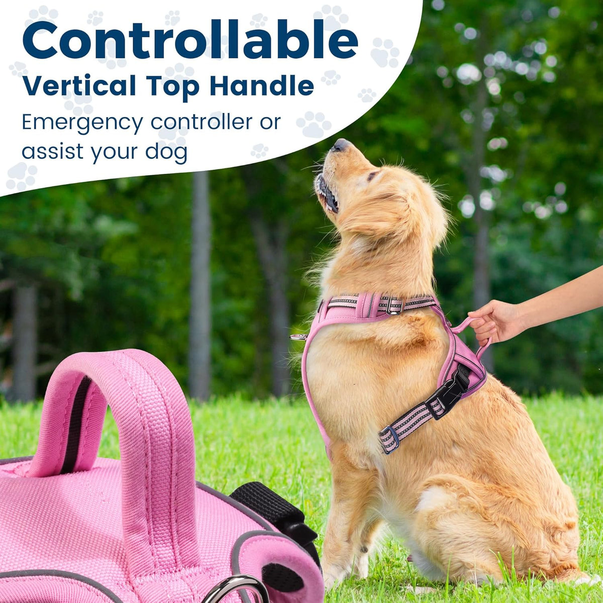 Funfox Dog Harness No Pull, Adjustable Pet Vest Harness, Super Soft Material with Vertical Handle