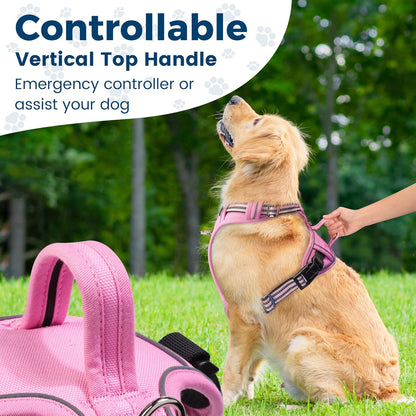 Funfox Dog Harness No Pull, Adjustable Pet Vest Harness, Super Soft Material with Vertical Handle
