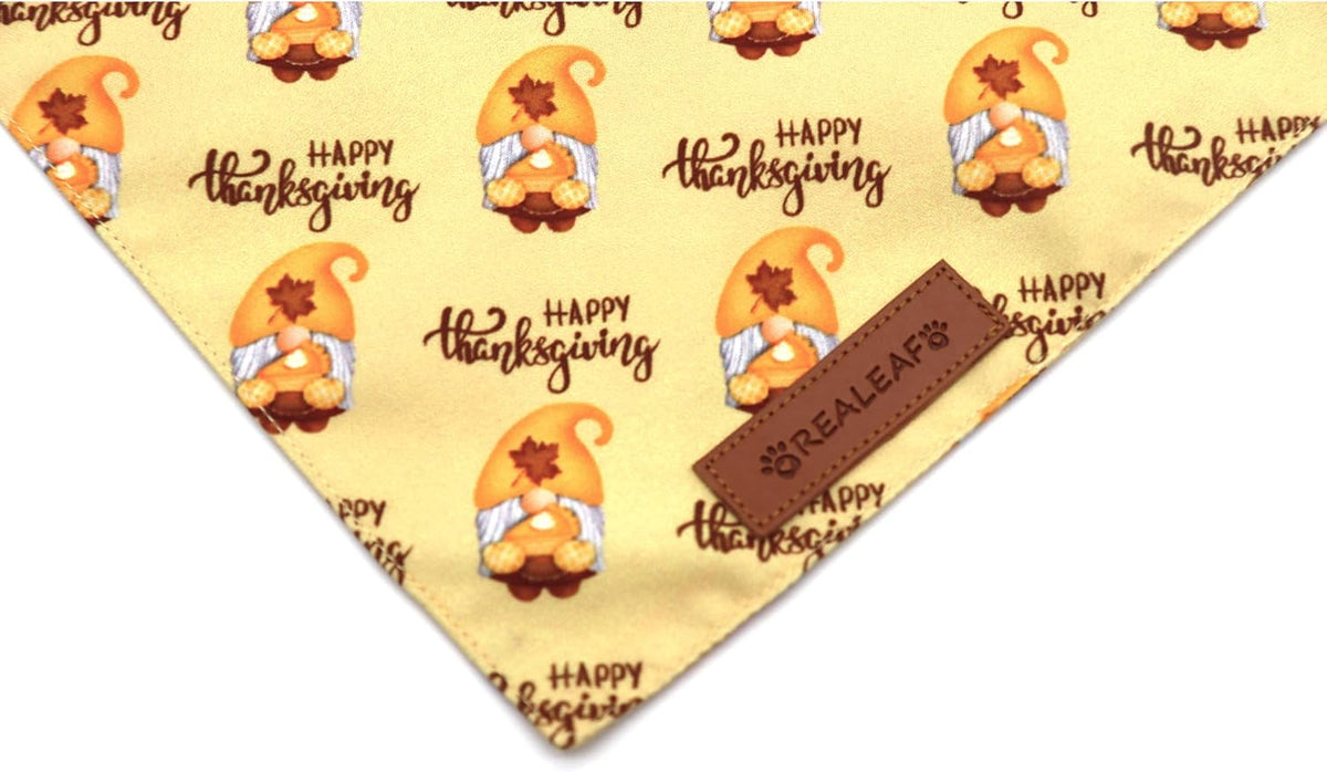 Realeaf Thanksgiving Dog Bandanas 2 Pack, Pumpkins and Happy Thanksgiving Pet Scarf for Boy and