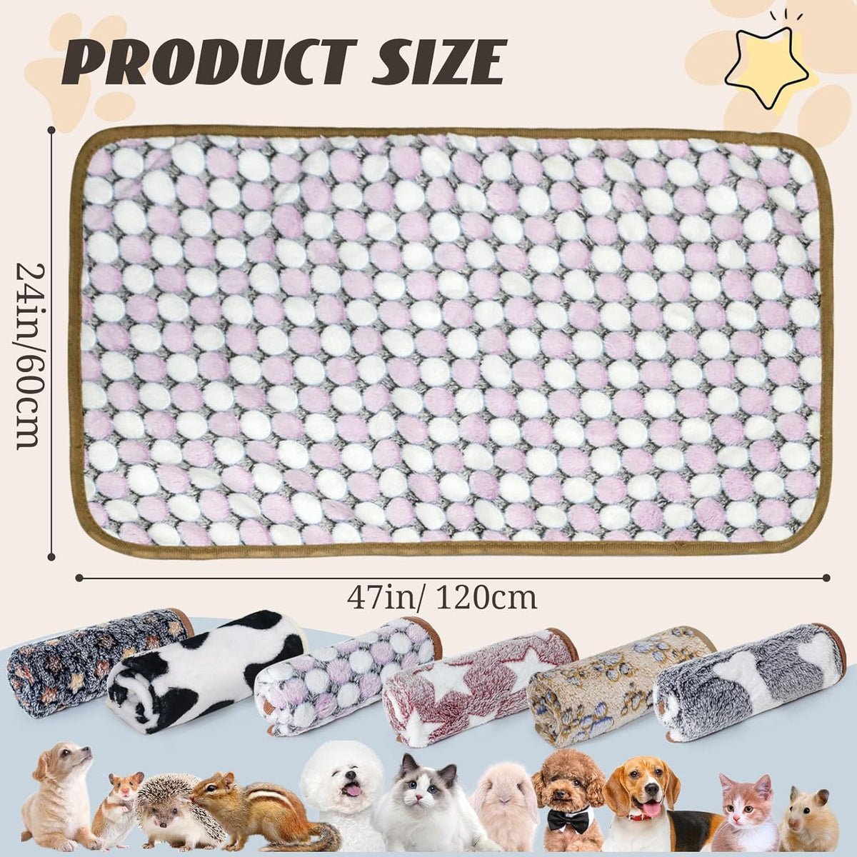 6 Pcs Washable Guinea Pig Blankets Absorbent Small Animal Fleece Bedding Cage Liners Reusable Pet