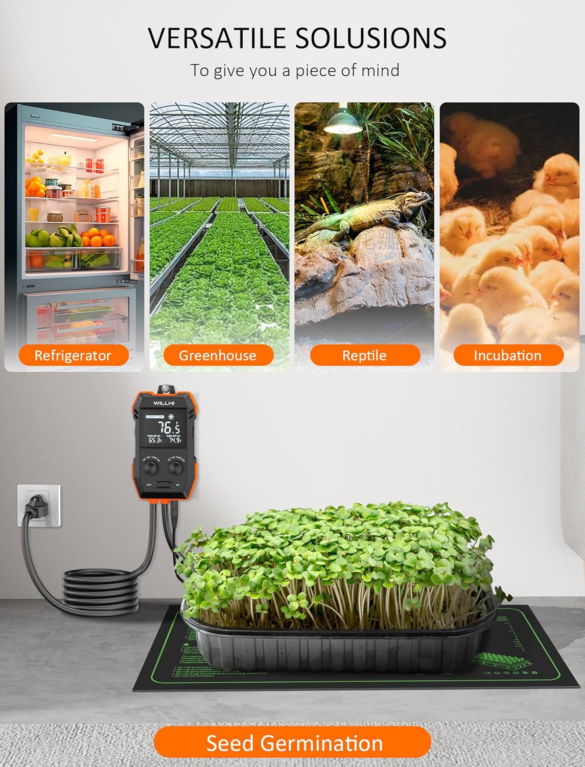 WH2408 Temperature Controller 10A 1200W, Digital Thermostat Controlled Outlet Plug Switch for