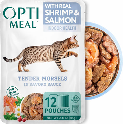 Optimeal Grain-Free Wet Cat Food – Shrimp & Salmon Recipe, High Protein & Moisture Rich Indoor