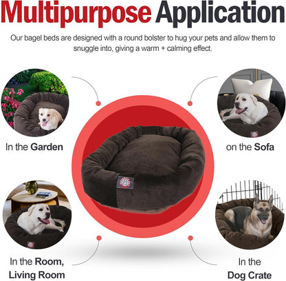 Majestic Pet 40 Inch Micro Velvet Calming Dog Bed Washable 40x29x9 (inch) – Cozy Soft Round Donut