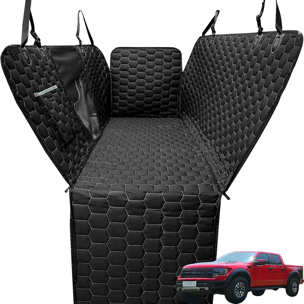 Dog Car Seat Cover for Trucks, Back Seat Pet Cover for Dogs F150 Ram 1500, Waterproof Dog Hammock