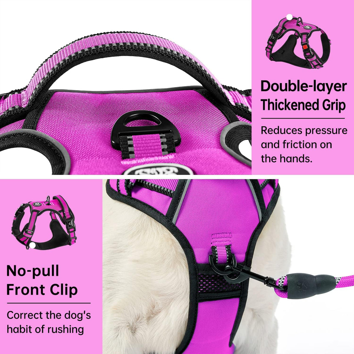 IVY&LANE No Pull Dog Harness for Large Dogs, Dog Vest Harness with Leash, Safety Belt and Storage