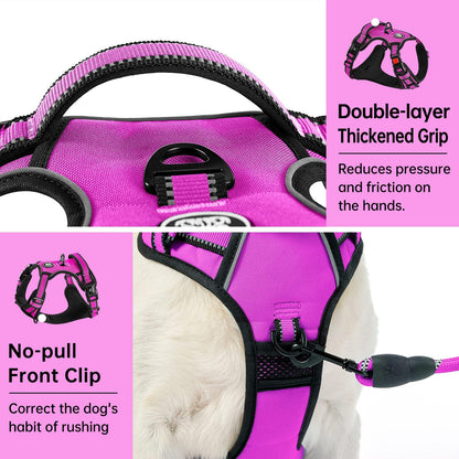 IVY&LANE No Pull Dog Harness for Large Dogs, Dog Vest Harness with Leash, Safety Belt and Storage
