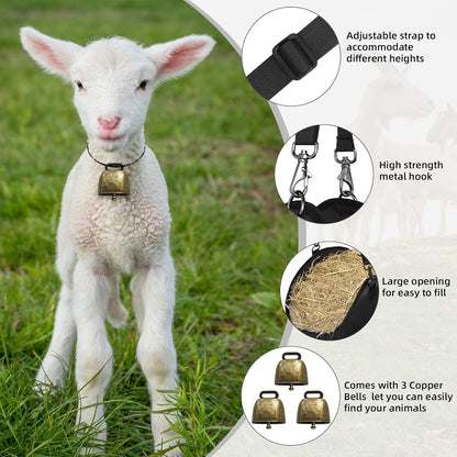 3 PCS Goat Hay Feeder,Hay Bags for Horses,Goats,Donkeys with Reinforced Oxford Fabric and High