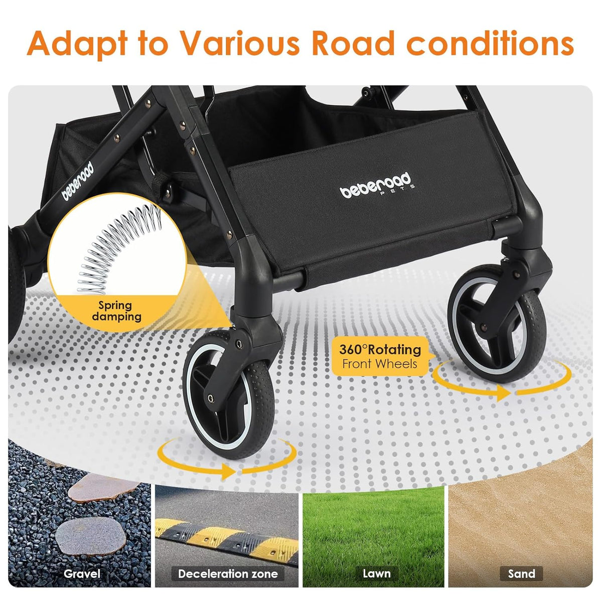 X2 Pet Stroller, Dog Cat Stroller for Small Pets Under 44lbs, Equipped with Detachable & Foldable