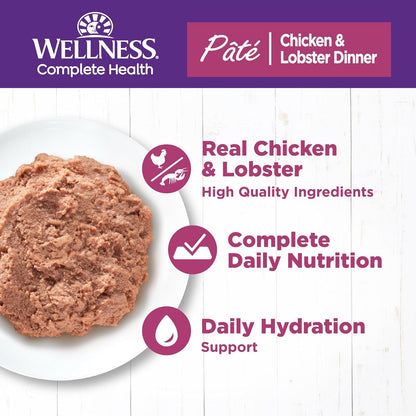 Wellness Complete Health Pate Adult Wet Cat Food, Natural, Protein-Rich, Grain Free, 3 Ounce, 24