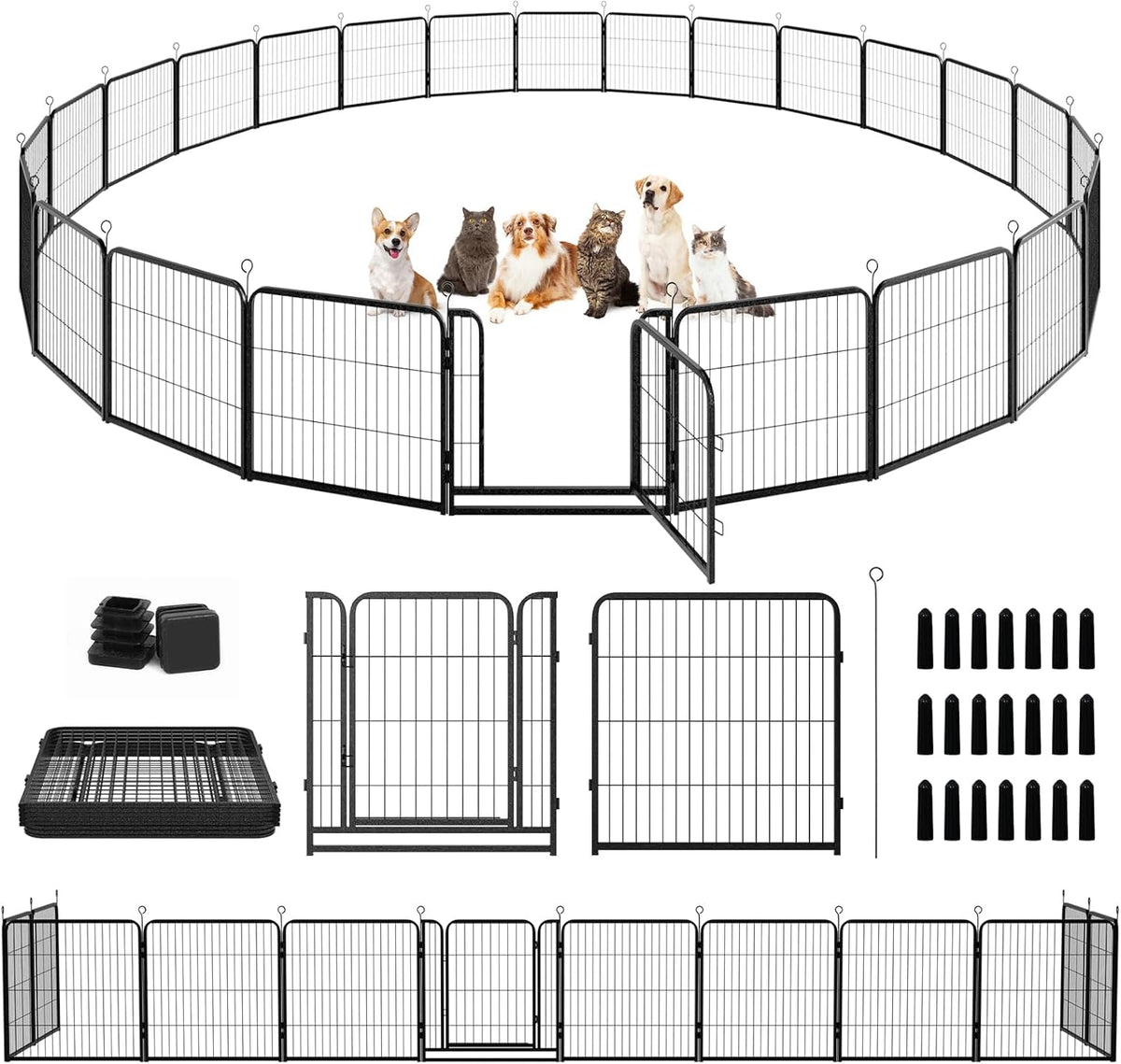 Dog Playpen Outdoor Extra Wide 24 Panels Heavy Duty Dog Fence 32" Height Anti-Rust with Doors