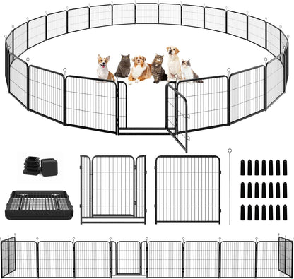 Dog Playpen Outdoor Extra Wide 24 Panels Heavy Duty Dog Fence 32" Height Anti-Rust with Doors