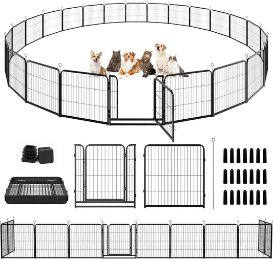 Dog Playpen Outdoor Extra Wide 24 Panels Heavy Duty Dog Fence 32" Height Anti-Rust with Doors
