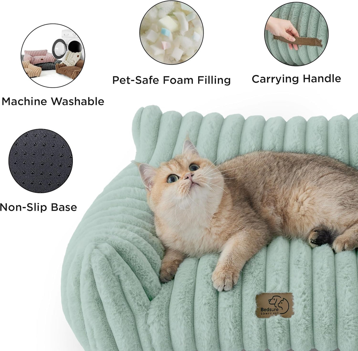 Bedsure Cute Cat Couch for Pets - Fluffy Small Dog Sofa with Premium Soft Corduroy Fleece, Pet Sofa