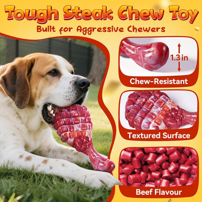 KIPRITII 12-Pack Large Dog Chew Toys for Aggressive Chewers - Includes Indestructible Chew Bone